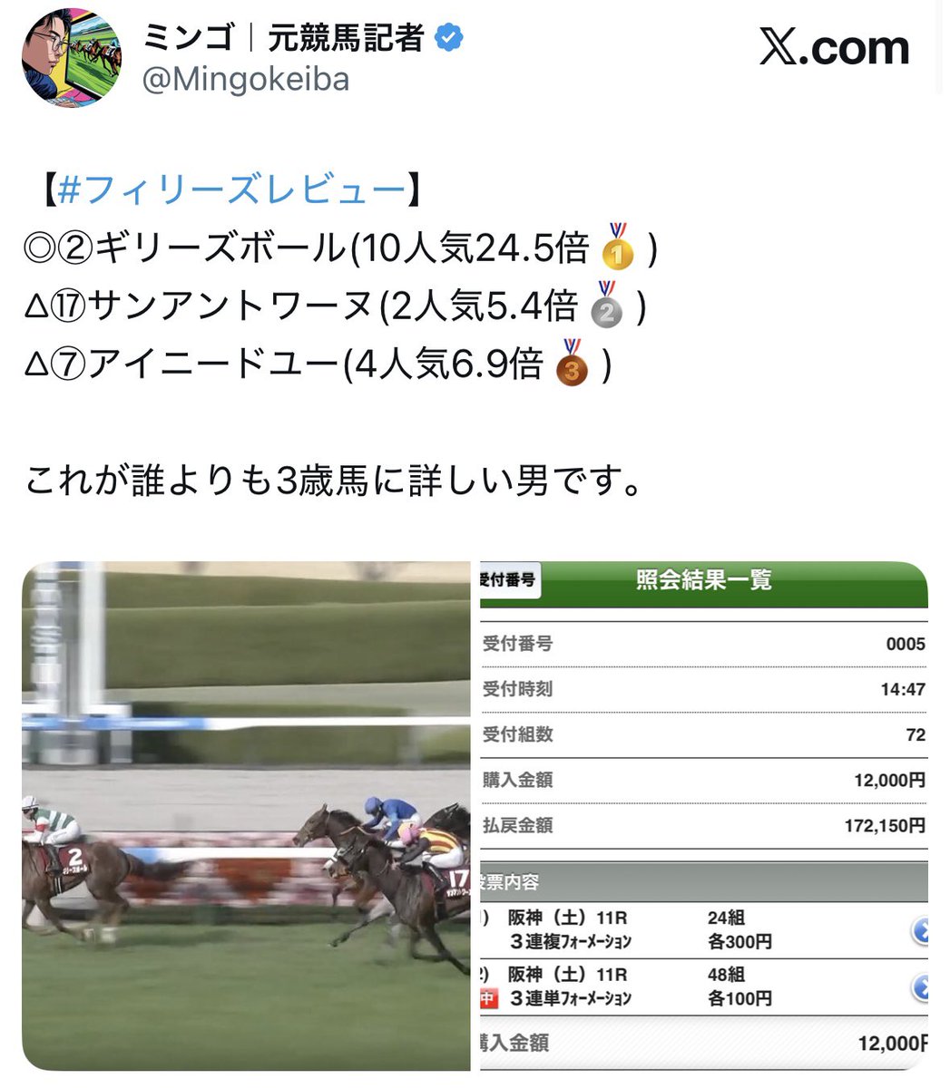 ミンゴ｜元競馬記者 tweet media