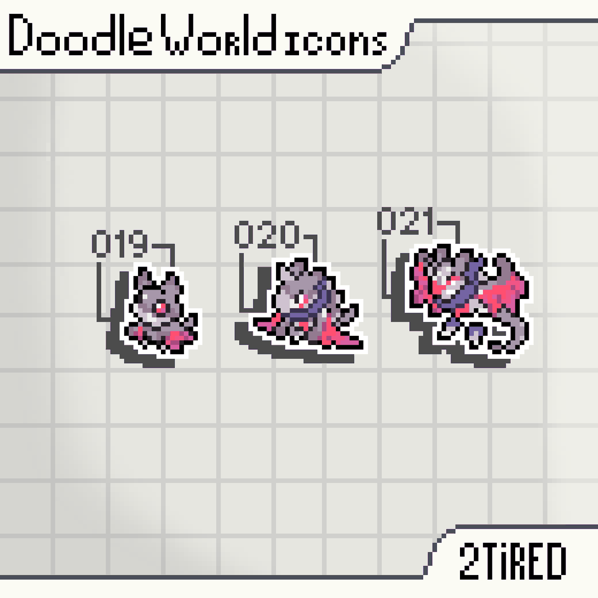 2tiredOut's tweet photo. 7th beginner doodle line: Mabat, Grimmlen and Garghoul #DoodleWorld #doodleworldfanart #pixelart https://t.co/ZSCtuVctgF