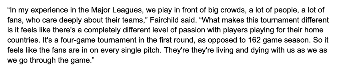 michaelsclair's tweet photo. Chinese Taipei hero Stuart Fairchild, whose home run and two RBIs helped keep the team's hopes of advancing alive and defeat Korea for the first time in WBC history, had this to say about playing in the @WBCBaseball: https://t.co/6QaHxS4BUy