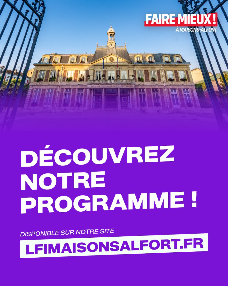 ErikPages's tweet image. La liste FAIRE MIEUX À MAISONS-ALFORT vous présente son programme, disponible sur lfimaisonsalfort.fr.
145 propositions réparties en 7 grands thèmes.
Un #programme fondé sur les besoins des Maisonnais.e.s pour que chacun.e vive mieux à #MaisonsAlfort
 #lfi #municipales2026