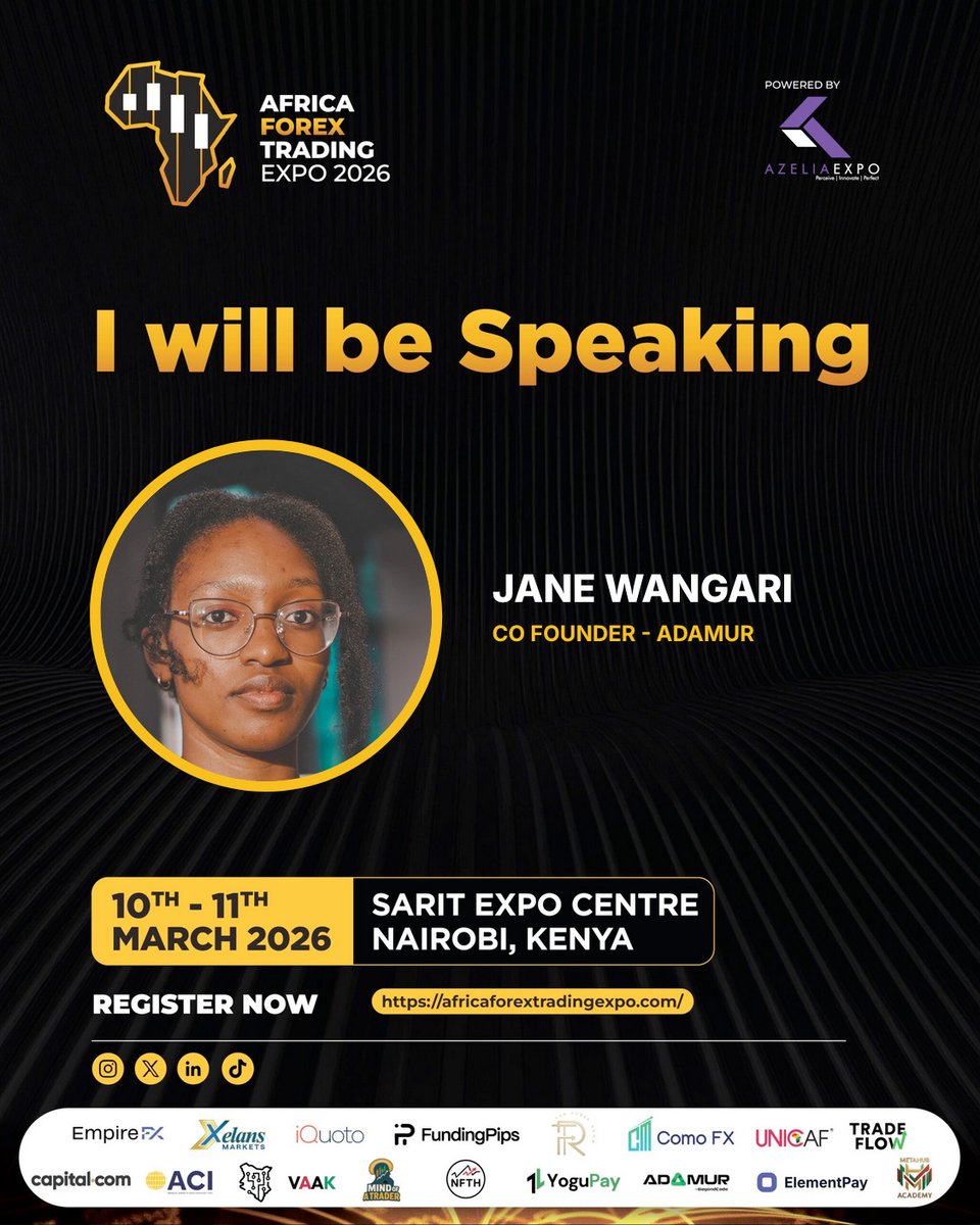 Jane Wangari will be joining the speaker lineup at the Africa Forex Trading Expo 2026.

A community and growth strategist, Jane is the Co-Founder of <a href="/ADAMUR_R/">ADAMUR</a>, where she leads growth across narrative, programs, and execution, helping shape how emerging technologies are understood