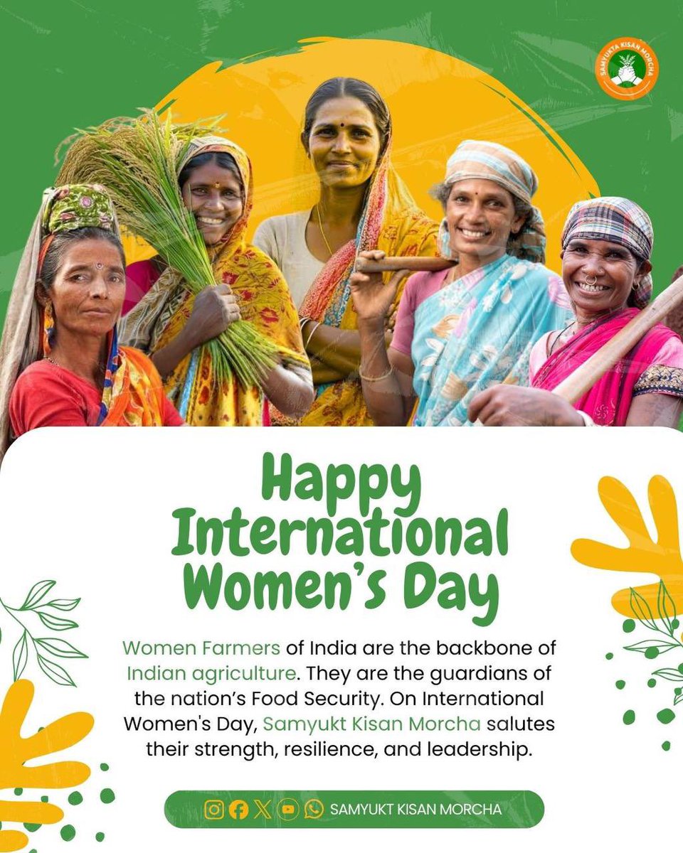 We salute the women farmers of India , the backbone of agriculture and the strength of our food system!

#InternationalWomensDay #SamyuktKisanMorcha #StandWithFarmers