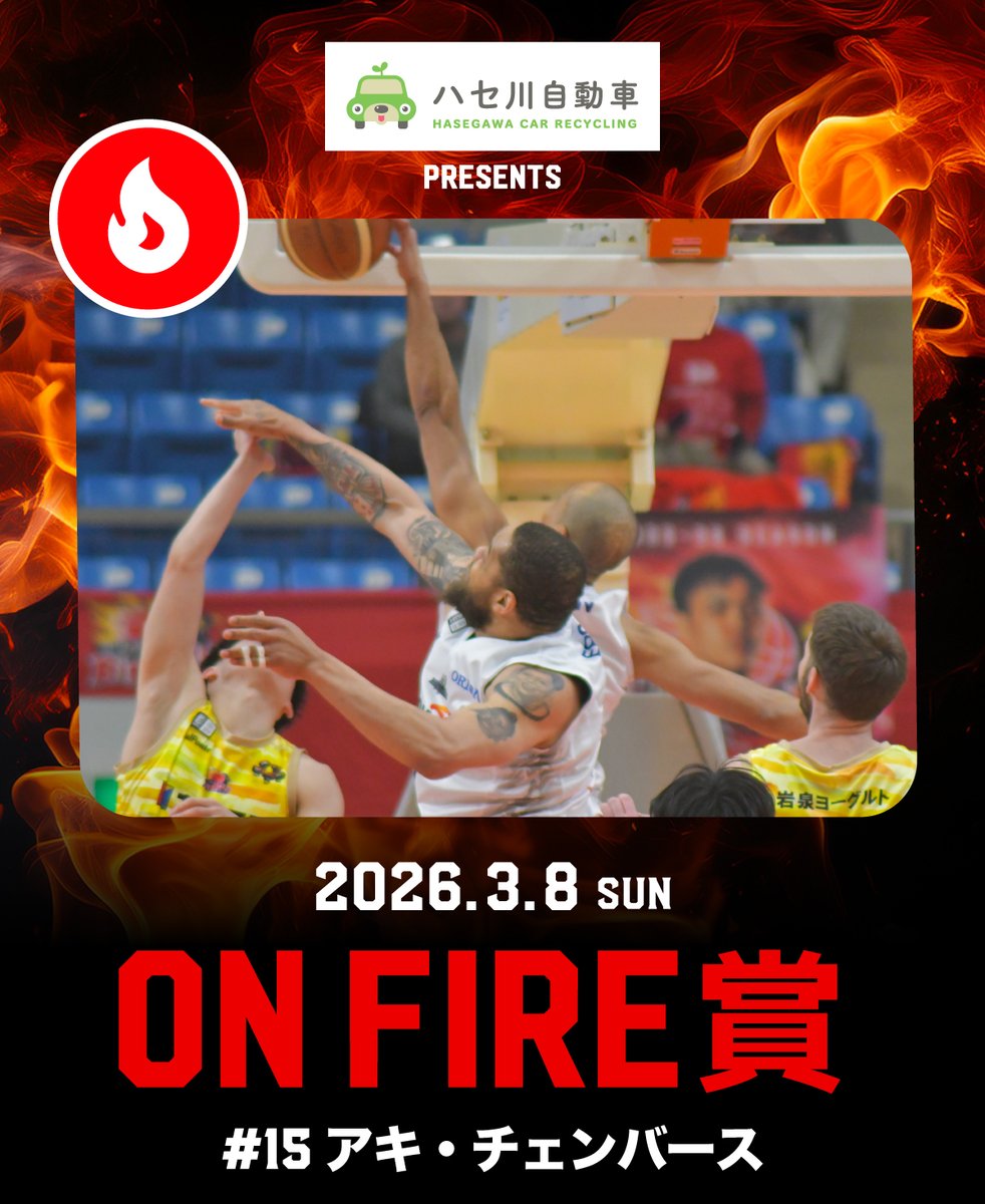 本日のON FIRE賞は20,206ファイア🔥獲得の#15 #アキ・チェンバース
