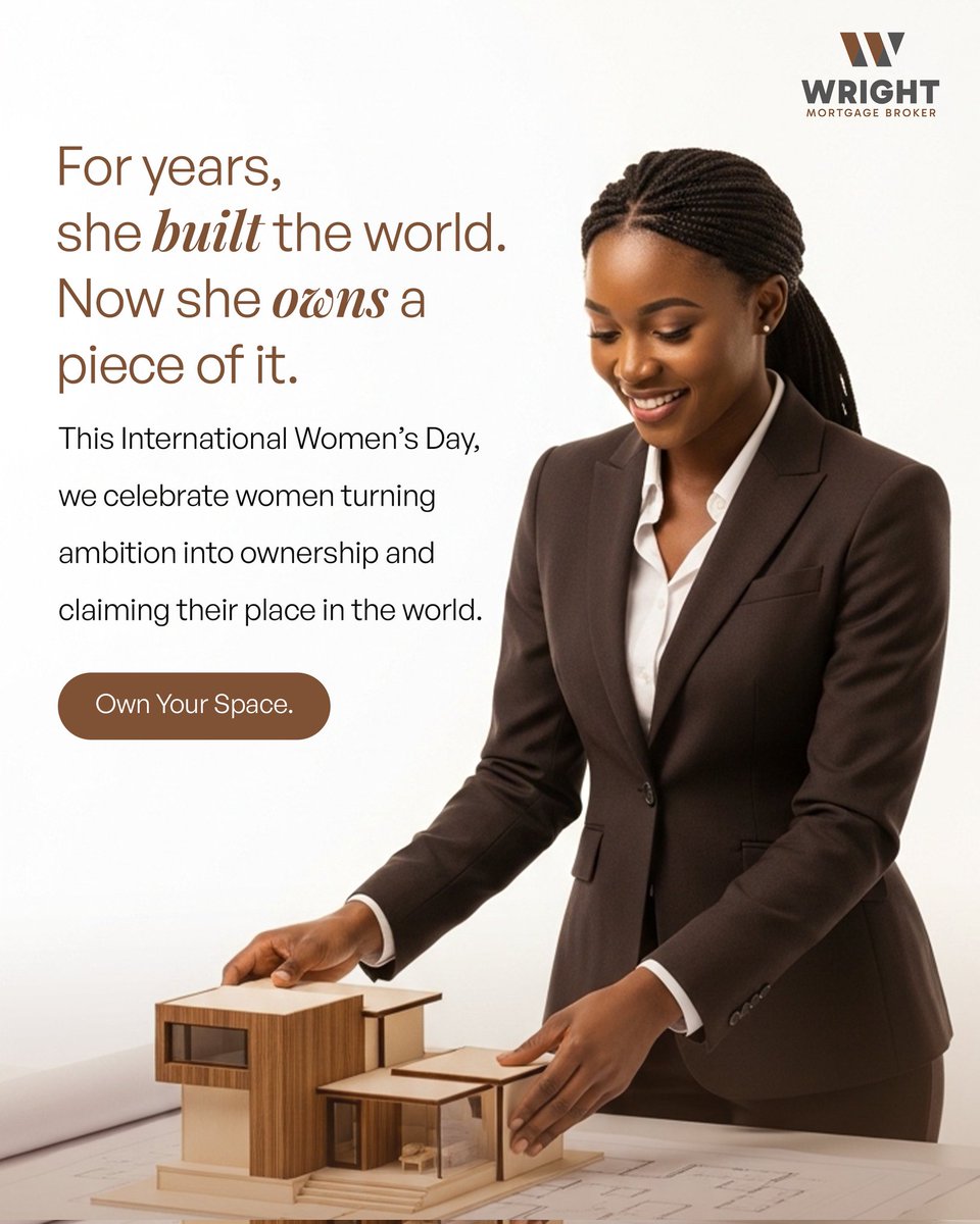 WrightMortgage1's tweet photo. This International Women’s Day, we celebrate women who turn ambition into ownership, strength into space, and dreams into doors they can call their own. 

Own your space. Step into the future you deserve.
#InternationalWomensDay #GiveToGain #Homeownership #WomenWhoLead https://t.co/0MqTe4ouQP