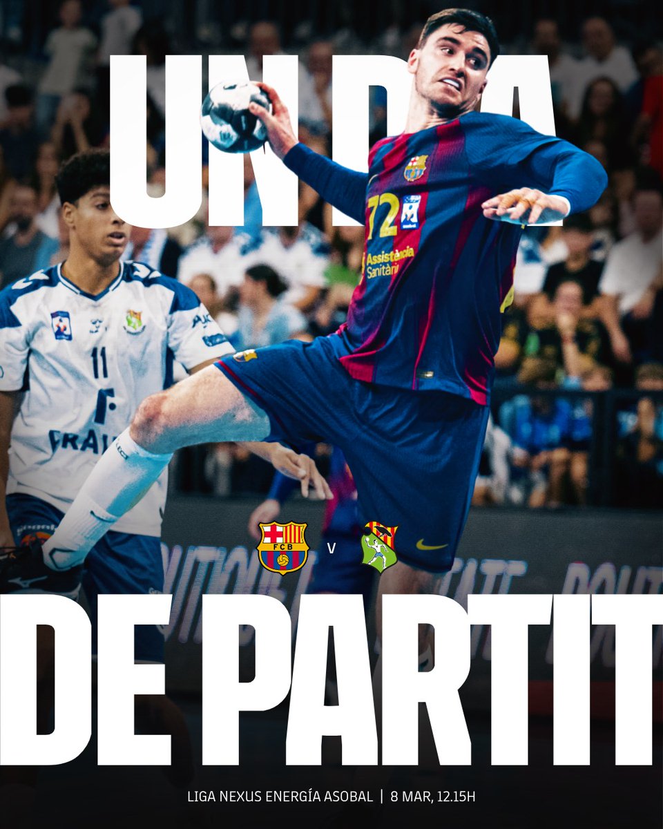 𝐔𝐍 𝐃𝐈𝐀 𝐃𝐄 𝐏𝐀𝐑𝐓𝐈𝐓 🔥

🆚 Fraikin BM Granollers
🏆 Liga Nexus Energía Asobal
🗓️ Jornada 20
⏱️ 12.15h
🏟️ Palau Blaugrana
🎫 barca.link/uIhH50WRIrj
📺 Esport3, Teledeporte i LaLiga+