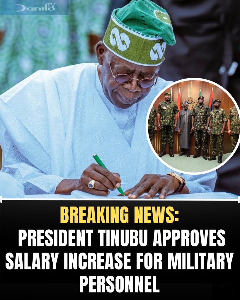 Danilo___TV's tweet image. #DaniloUpdate — (Security 🇳🇬)
President Bola Ahmed Tinubu has approved an increase in the salaries of personnel in the Nigerian Armed Forces.

The move is aimed at improving the welfare and motivation of military officers serving across the country,