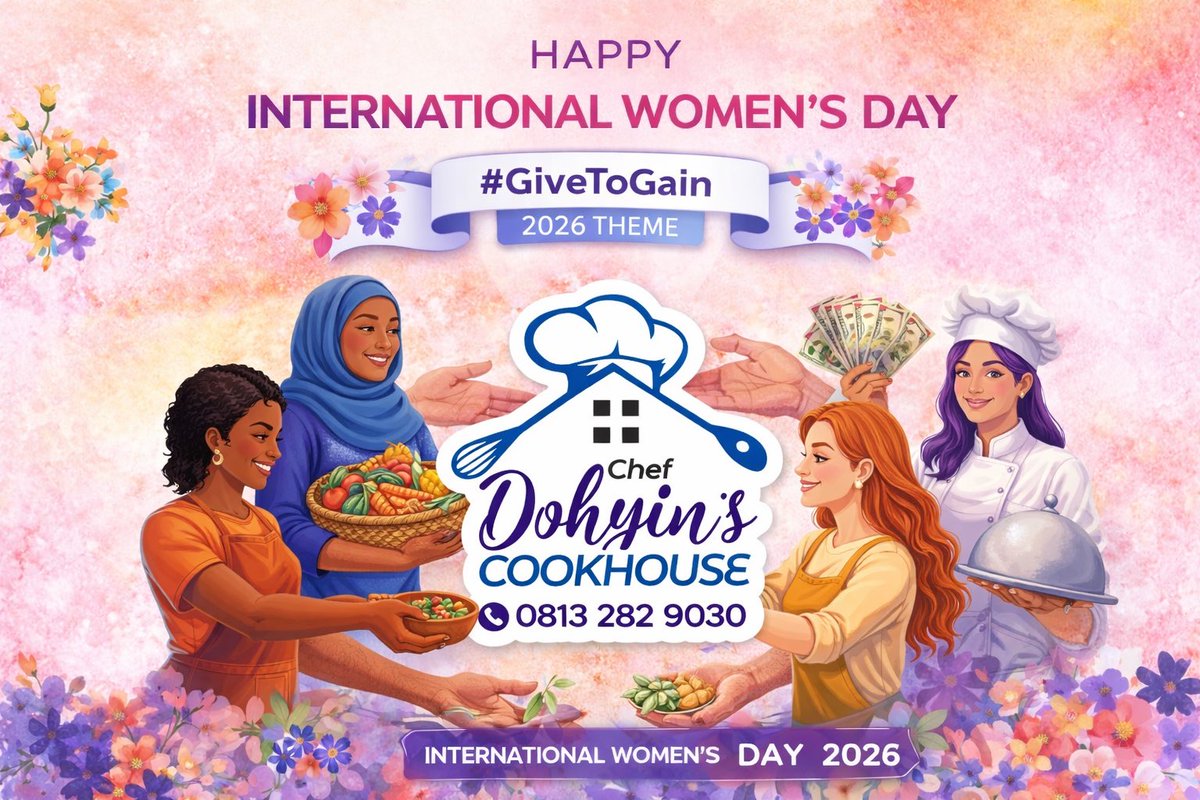 ChefDCookhouse's tweet photo. Happy International Women’s Day 💜
From the kitchen to the community, women continue to create, nurture, and inspire.
At Chef Dohyin’s Cookhouse, we believe that when we Give, we Gain — through good food, love, and service. 🌸
#InternationalWomensDay2026
#GiveToGain
#IWD2026 https://t.co/ugVCT3eJ7I