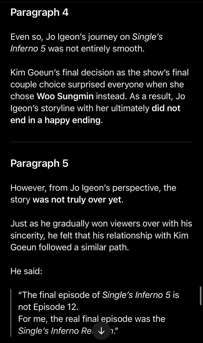 cortisvault's tweet photo. Igeon starnews article just dropped and there is a few VERY important things people need to know for some clarity. Title: "Story with Kim Goeun ended as 'final couple'. Jo Igeon rewrites the ending of Single's Inferno 5". Full trans #singlesinferno5 https://t.co/KXAZsdu6V0 https://t.co/0Cd08wmha2