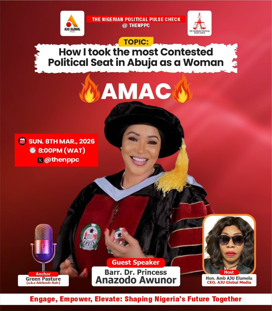 theNPPC's tweet photo. https://t.co/m1y6V4ZmRV

📢📢📢📢📢📢📢📢

Barrister Princess Anazodo Awunor, trailblazing former Chairman of Abuja Municipal Area Council, lawyer, and Founder of Women Awake, championing new possibilities for women and youth.

AJU GLOBAL MEDIA🖊️ https://t.co/gbUYbayFr8