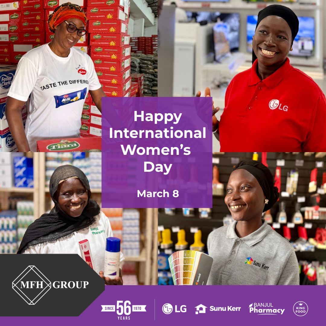 mfh_group's tweet photo. Today, we celebrate the women who power our stores and serve our customers every single day. π
From LG to Sunu Kerr, King Food to Banjul Pharmacy β your dedication inspires us.
Happy International Womenβs Day.
#IWD2026 #MFHGroup #LGGambia #SunuKerr #KingFood #BanjulPharmacy https://t.co/381FGEViYJ