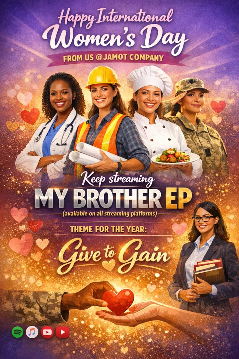 HypeLadySimi's tweet photo. Happy International Women's Day from Jamot Company @natureblac_27
Keep streaming My Brother EP by @Natureblac
Stream My Brother EP on Spotify
https://t.co/QxStDhHCvJ
#IWD2026 #Hypeladysimiblog #jamot #MyBrotherEp https://t.co/6Rrk951NCm