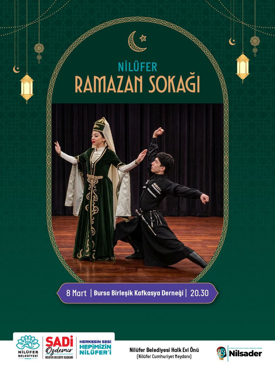 NiluferBel's tweet photo. #NilüferRamazanSokağı bu akşam sahnede Birleşik Kafkasya Derneği var. Kafkas dansları ve ezgileri için muhakkak yerinizi alın.
 📍 Nilüfer Belediyesi Halk Evi önü (Nilüfer Cumhuriyet Meydanı)
 🕣 Etkinliklerimiz 20.00’de başlayacaktır.
#HerkesinSesiHepimizinNilüferi https://t.co/ghrjWwNAWQ