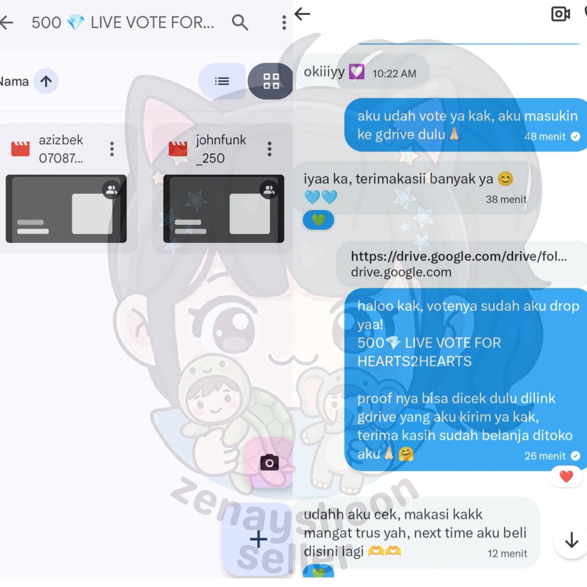 🐢 #ZenshoonSoldProof 🐢
──────────────────
🛒 HIGHER || LIVE VOTE
500💎 (10 votes)
🎯 : #Hearts2Hearts
──────────────────
Purchased by: @/anonym 
Status: SUCCESSFULLY VOTED ✅💚

Thank you so much for putting your trust in zenayshoon! 🐢💚