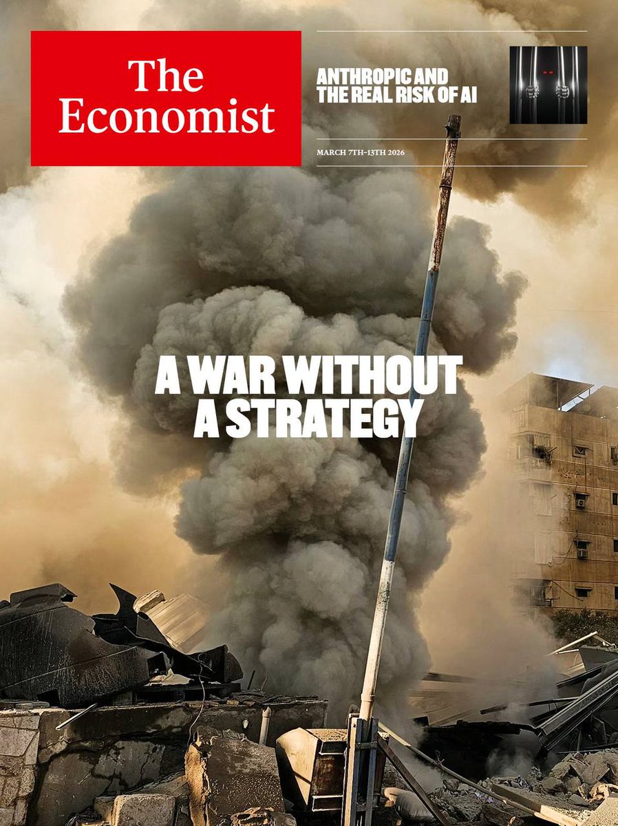 SanjDeep7's tweet image. On March 5th, around 5:45pm, the #England-based #weekly financial magazine #TheEconomist tweeted something with the heading "A WAR WITHOUT A STRATEGY" about Israel and the United States of America's joint ongoing attack on Iran.

#TIME magazine, the #world's oldest weekly