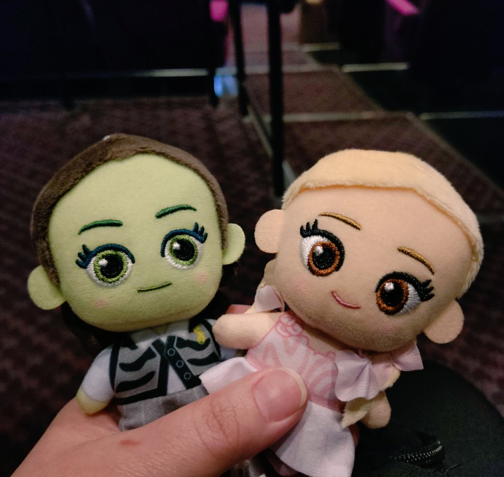 今日は夫とウィキッド鑑賞💚🩷

なんと！鑑賞前に夫がゲームセンターでぬいぐるみをGETしてくれました😭感謝✨感謝✨