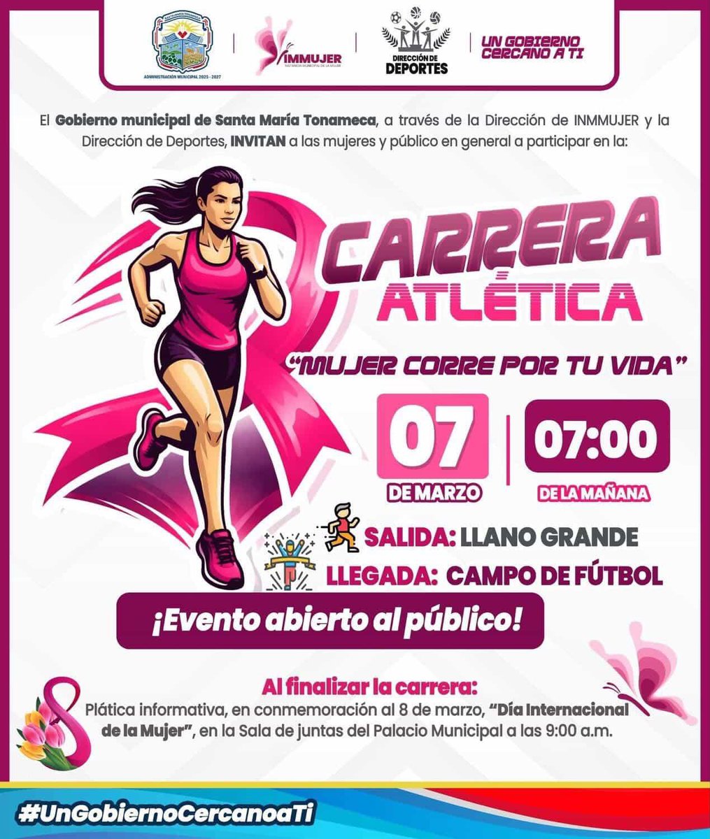 En Oaxaca se les ocurrió conmemorar el #8M con una carrera llamada:

“MUJER CORRE POR TU VIDA”.

Sí… así, literal.

En un país donde miles de mujeres desaparecen o son asesinadas cada año, a un gobierno municipal le pareció buena idea normalizar que la mujer tenga que correr