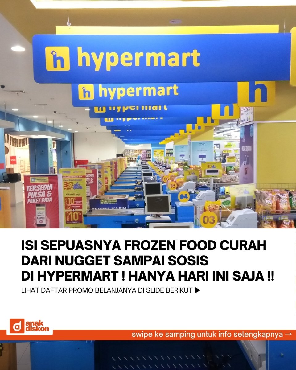 katalogpromosi's tweet image. Isi Sepuasnya hadir lagi di Hypermart 🛒
Nugget, sosis, kentang, sampai bakso seafood curah lagi ikutan promo hari ini.

Cek daftar dealnya 👉 katalogpromosi.com/promo-hypermar…
#PromoHypermart #Hypermart #PromoHariIni