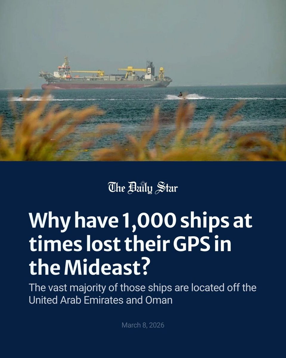 dailystarnews's tweet photo. The #GlobalPositioningSystem #GPS capabilities of #CargoShips, #OilTankers and other vessels stuck in the #MiddleEast because of the widening war are likely worse than those in your cell phone.
🔗
https://t.co/RmGfloPVmj
#WorldNews #MiddleEastConflict https://t.co/wHrISbkaim