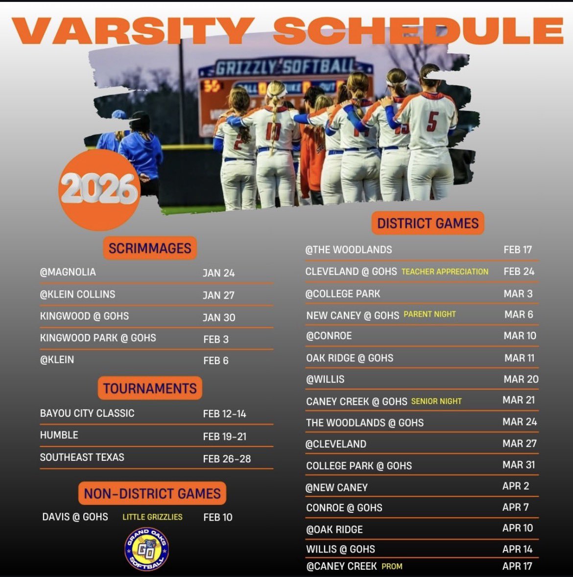 Highschool ball is in play! Come check us out and don’t forget about summer ball!
<a href="/CujoTheBeast17/">Kristen Cuyos</a> 
<a href="/TXRiptideCuyos/">Texas Riptide 16U Cuyos</a> 
<a href="/gogrizzsoftball/">Grand Oaks Softball</a> 
<a href="/BaylorSoftball/">Baylor Softball</a> 
<a href="/BearkatsSB/">Sam Houston Softball</a> 
<a href="/TXStateSoftball/">Texas State Softball</a>