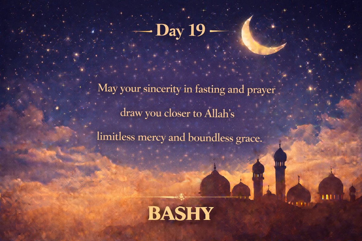 THE_REAL_BASHY's tweet photo. Day 19 🌙
O Allah, grant us sincerity in our fasting and prayers, draw us closer to Your mercy, and fill our hearts with Your endless grace. Ameen 🤍

#Ramadan #Day19 #RamadanMubarak #Dua #Sincerity #Mercy #Grace #BlessedMonth #BASHY 🤲✨ https://t.co/9OA7EajYrC