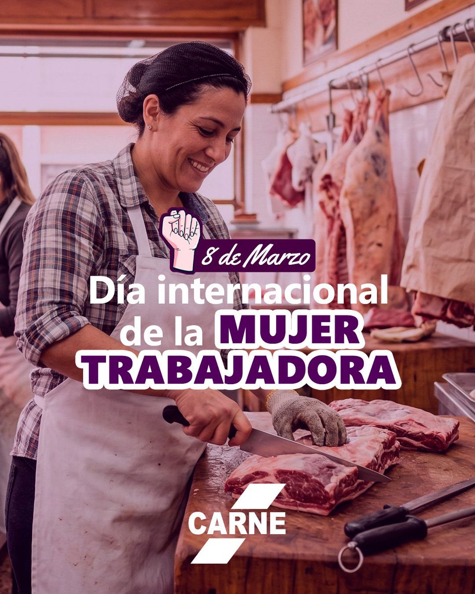 fesitcara's tweet photo. 8 DE MARZO: DÍA INTERNACIONAL DE LA MUJER TRABAJADORA

En este 8 de Marzo, desde la FESITCARA saludamos a todas las compañeras que, con su fuerza y compromiso, son parte fundamental en cada planta y en cada sector de la industria de la carne.

#8M https://t.co/g7jW6dLqWk