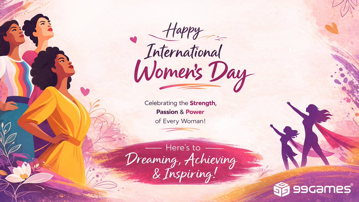 99Games's tweet photo. At 99Games, we believe every great game needs strong characters — and every great workplace does too. Today, we celebrate the women who level up creativity, leadership, and innovation every single day. Happy Women’s Day to the real game changers. https://t.co/xTnihB0xDg