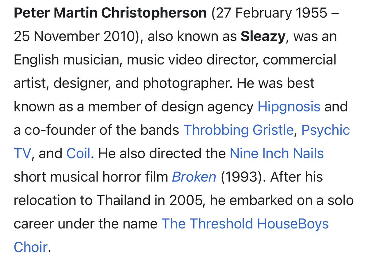 misedbeat's tweet photo. @policeoftruth im not even active anymore but this popped up on my tl on my other account so i wanted to lyk that peter christopherson directed it! if you havent listened to TG or Coil and you like industrial definitely check them out!! Coil is PEAK https://t.co/rKs6saV8G0