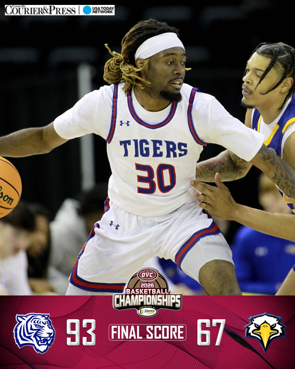 OVCSports's tweet photo. 𝟮𝟬𝟮𝟲 𝗢𝗩𝗖 𝗠𝗲𝗻'𝘀 𝗕𝗮𝘀𝗸𝗲𝘁𝗯𝗮𝗹𝗹 𝗖𝗵𝗮𝗺𝗽𝗶𝗼𝗻𝘀!
For the first time in 32 years, the Tigers of Tennessee State are OVC Champions!

@courierthescore | @united_fidelity | #RoarCity | #OVCTourney | #OVCit 🏀 https://t.co/N0BOxl0OXX