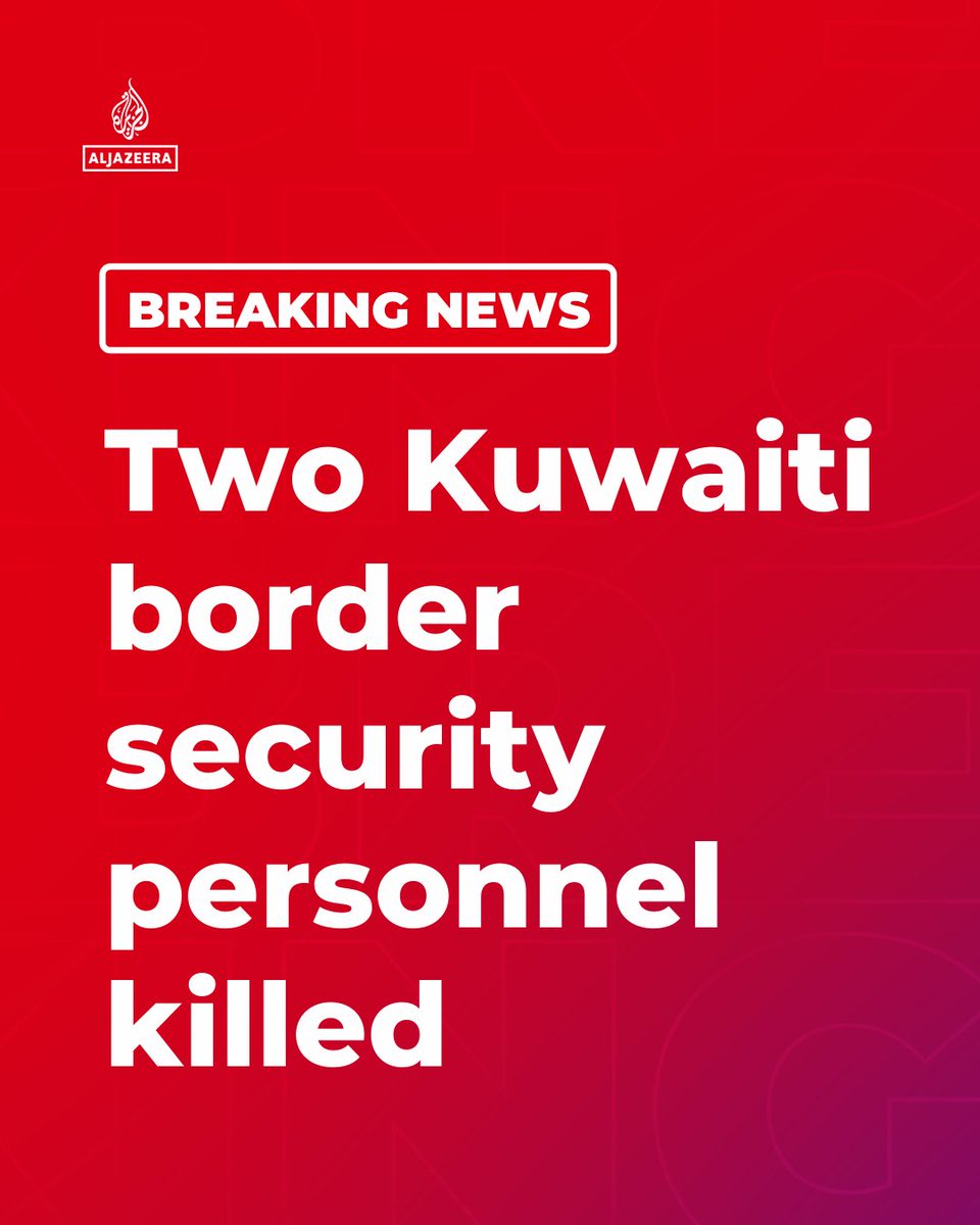 AJEnglish's tweet photo. BREAKING: Two border security personnel have been killed while on duty in Kuwait, the country’s interior ministry says, as Iran continues to launch drone and missile strikes against the country.

🔴 LIVE updates: https://t.co/VNYhBEhb2L https://t.co/zvcfECIOzo