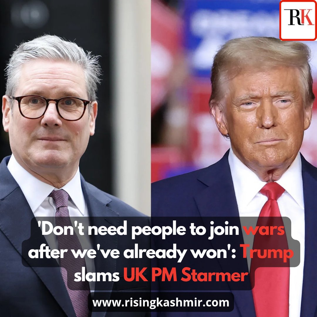 RisingKashmir's tweet image. ‘Don’t need people to join wars after we’ve already won’: #Trump slams #UKPM Starmer

@realDonaldTrump
@Keir_Starmer
 risingkashmir.com/dont-need-peop…