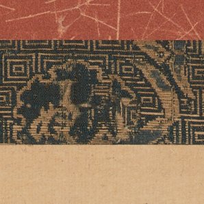 鳥居清長「暫図」。繊維の混じった朱の紙を用いますが、その色は衣装に