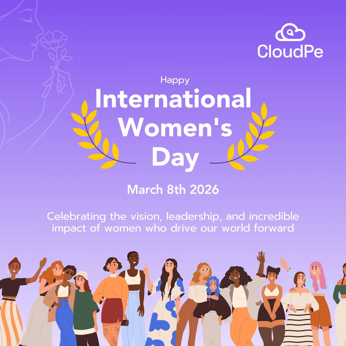 Xcloudpe's tweet photo. Celebrating the women who innovate, lead, and shape the future of technology every day. 👩‍💻✨

Happy Women’s Day from @Xcloudpe 💜

#WomensDay #InternationalWomensDay #WomenInTech #CloudPe https://t.co/aY1j4q10mu