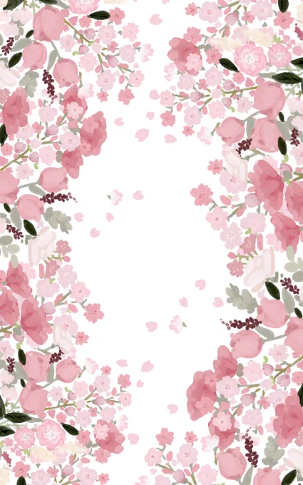 以前描いた春のお花の匂いがしそうな壁紙