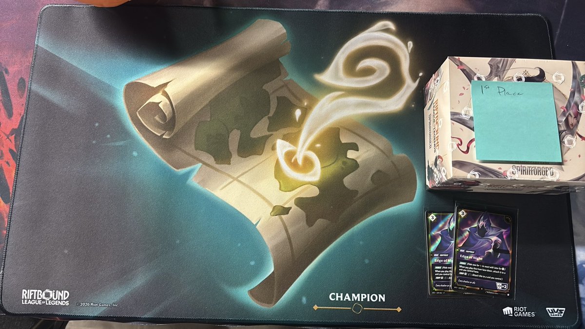 ddpound's tweet photo. 5-0-2 with @aggresiagg Kaisa at my first Skirmish!

Draven 1-1-1 (Had to ask opponent to play faster in game 1)
Irelia 2-0
Lux 2-0
Draven ID

Q Draven 2-1 OXO
S Jax 2-0
F Draven OXO

#Riftbound https://t.co/xqXtNjtMXo