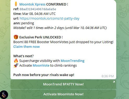 Moontok listing has been done ! 

CA: HDZHtKsEPbsRhcresr5taTGbrK6NfLZPpiYHRNdopump