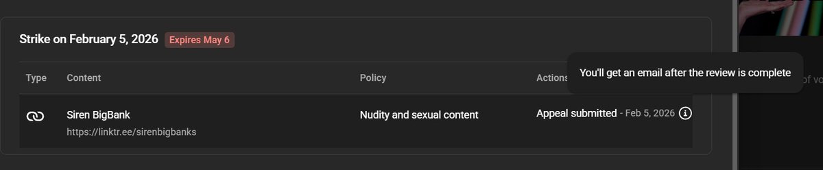 SirenBigBank's tweet photo. @TeamYouTube
, my YouTube channel was terminated and I believe it may be a mistake. Could you please review it? I am still not received email attached screenshot https://t.co/xyVyLfsnxv
