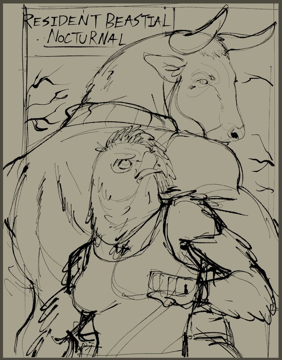 BiohazardMist's tweet image. Bull Chris and bird Jill sketch of my AU + Jake and Sherry 
#ResidentEvil 
#ChrisRedfield 
#JillValentine  
#SherryBirkin 
#JakeMuller