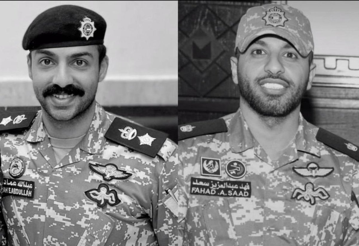 BusaidiNaser's tweet photo. رحم الله شهداء #الكويت وأسكنهما فسيح الجنات..
الشهيد  المقدم ركن / عبدالله عماد الشراح.
والشهيد الرائد / فهد عبدالعزيز المجمد.
منتسبي الإدارة العامة لأمن الحدود البرية، اللذين استُشهدا فجر اليوم أثناء أدائهما واجبهما الوطني في إطار المهام الأمنية المنوطة بوزارة الداخلية..
إنا لله وإنا إليه راجعون..
أحسن الله عزاء عائلاتهم المفجوعة بهذا الفقد وأحسن الله عزاء جميع أهلنا في الكويت وجنبهم شر هذه الحرب..
يا الله رحمتك..