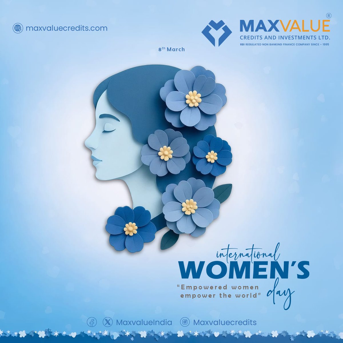 MaxvalueIndia's tweet photo. Happy Women’s Day 👩🦰 💙
#nbfc #womensday❤️ #womenempoweringwomen #women #maxvalue https://t.co/1e1PtOQ4re