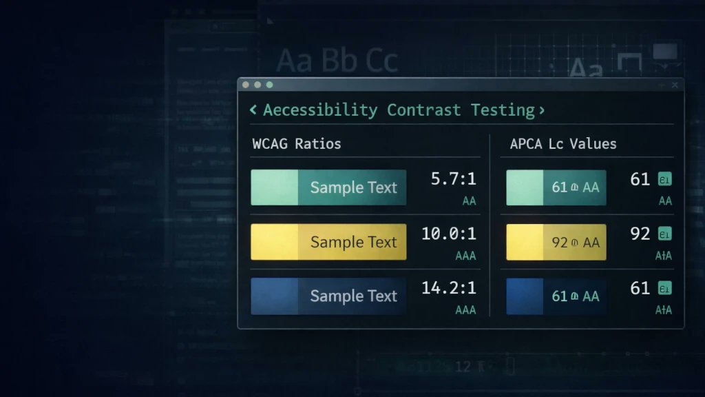 jaredlyvers01's tweet photo. dd_wcag now checks both WCAG and APCA contrast. WCAG for compliance, APCA for perceptual accuracy. Here's why that matters for accessibility testing: https://t.co/H8Ld1Imj52 #Accessibility #WCAG #APCA #Rust募集 https://t.co/iLA7avM8Rs