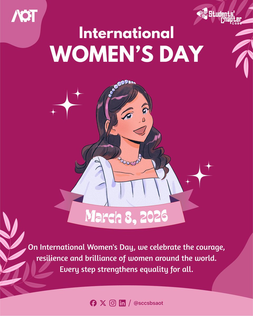 sccsbs's tweet photo. ✨“Feminism isn’t about making women strong — women are already strong. It’s about changing the way the world perceives that strength.” ✨
This 8th March, International Women’s Day, we celebrate every woman — her resilience, ambition, and grace. Happy Women’s Day. 🌺💜 https://t.co/0KbHH7KDZ4