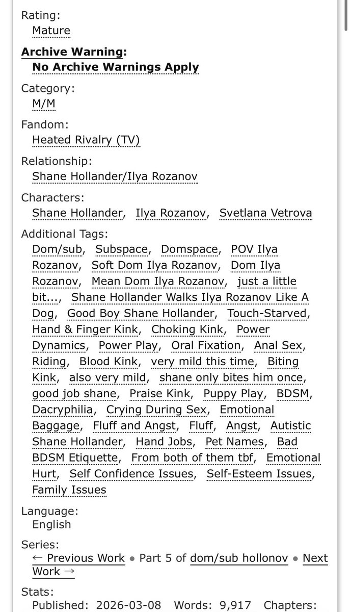 ‼️‼️NEW FIC ALERT‼️‼️

shane &amp; ilya *somewhat* come to terms with their dom/sub tendencies... surely this wont backfire massively!

- dom/sub, light puppy play, fingers in mouths, hands around necks (aka the czernyiism special)
- ep 4 tuna melt scene

🔗: archiveofourown.org/works/80829166…