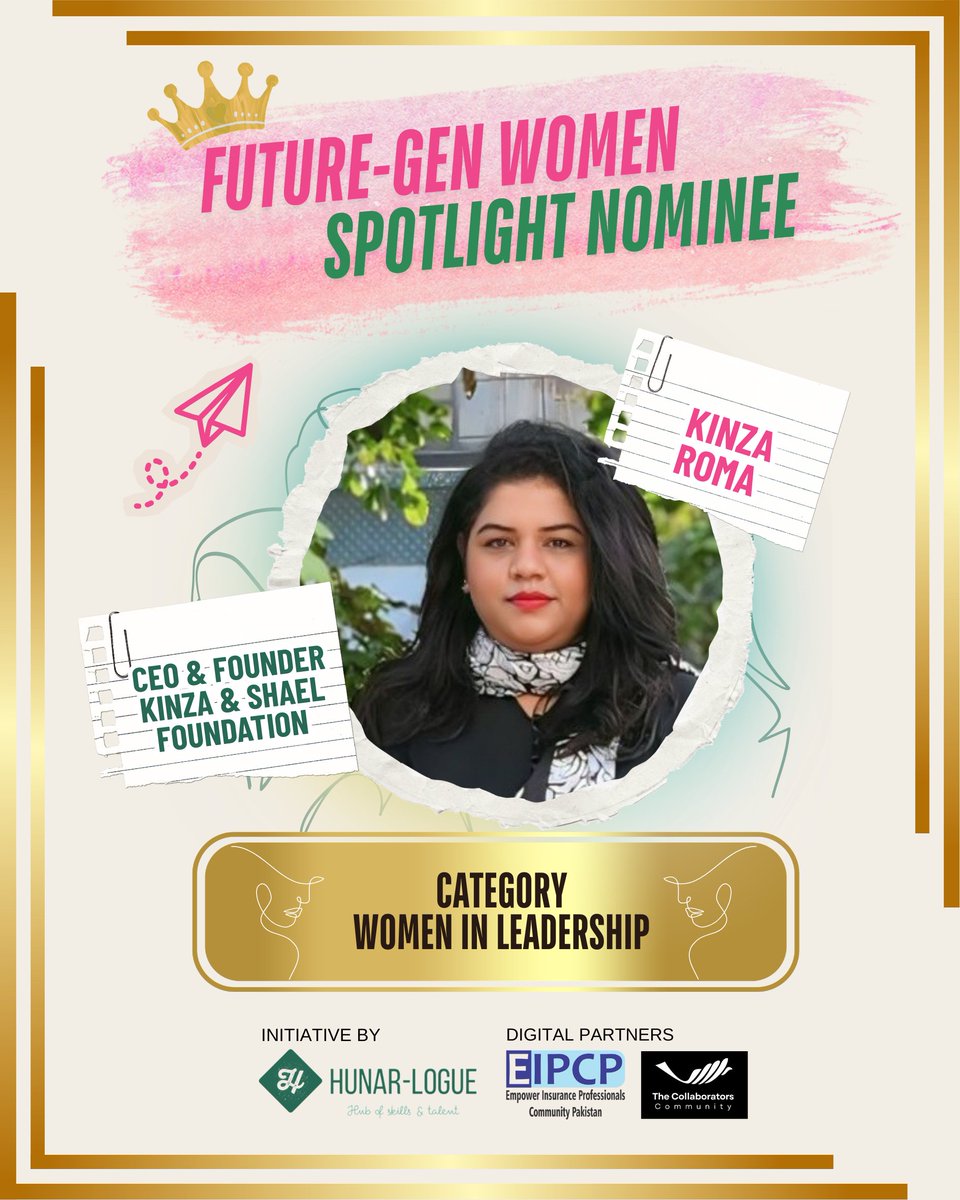 HunarLogue's tweet photo. Kinza Roma – Women in Leadership

CEO &amp; Founder of Kinza &amp; Shael Foundation, empowering communities through positive parenting, teacher training, and health awareness. Recipient of Mother of the Year 2024 by Pakistan Book of Records.

#InternationalWomensDay #IWD2026 #HunarLogue https://t.co/FZ8wVrPkxZ