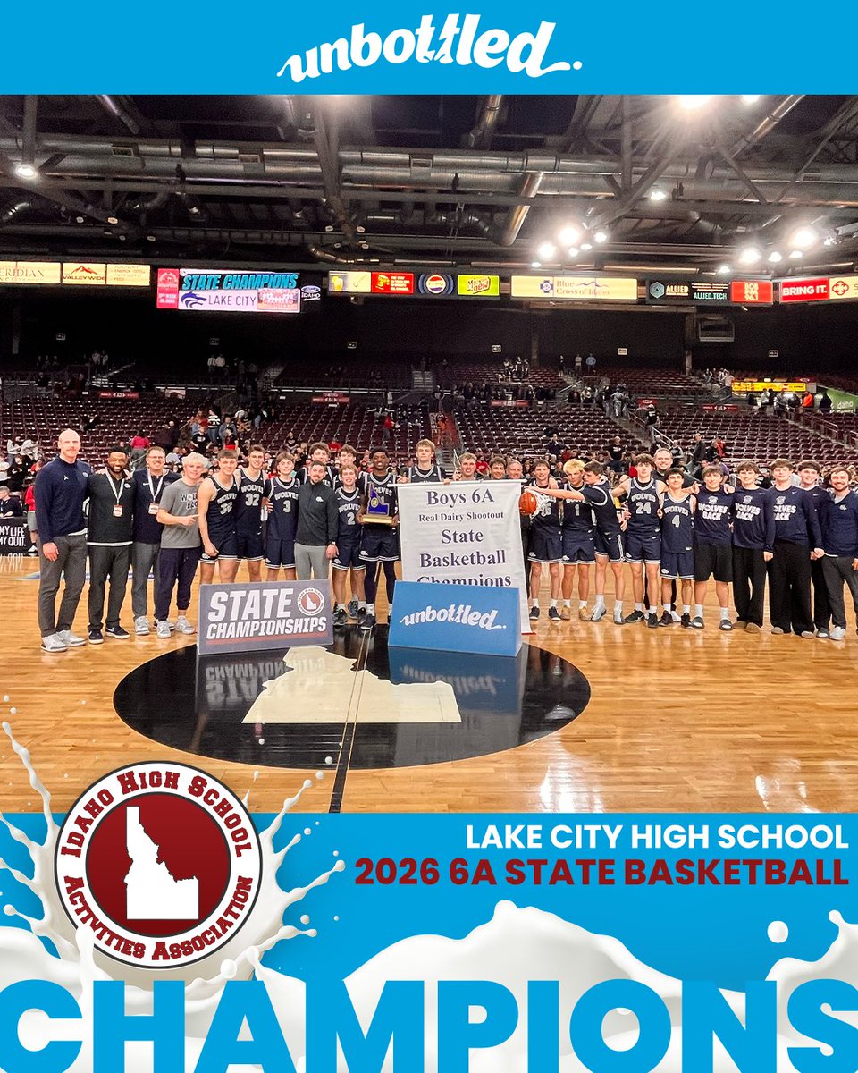 IDHSAA's tweet photo. Congratulations to Lake City High School on being the 2026 Boys 6A Real Dairy Shootout State Champions! https://t.co/sXGAfba50a