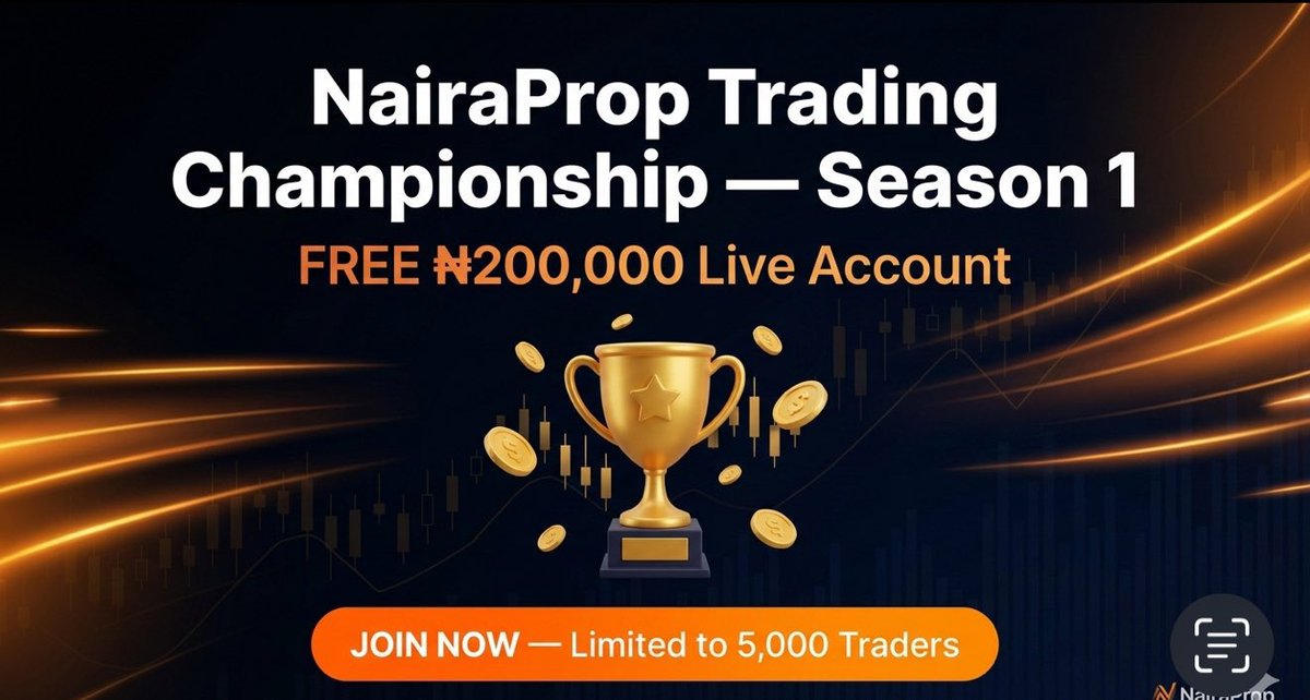 nairaprop's tweet photo. 1,000 Traders Have Signed Up for the BIGGEST Trading Competition in Nigeria

The momentum is building. Over 1,000 traders have already registered for the NairaProp Trading Championship, and the competition is just getting started.

Traders from across the country are stepping up for a chance to prove their skills and compete for ₦150,000 cash and other prizes.

If you have not joined yet, this is your chance to be part of one of the most exciting trading competitions in Nigeria.

30 days trading period
20% maximum drawdown
₦150,000 for the top trader plus additional prizes

Registration is 100% free.

Secure your spot now at https://t.co/vesUpEOr2z
