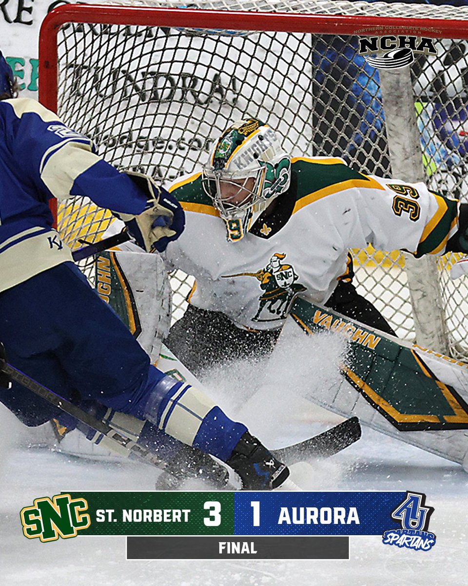 sncathletics's tweet photo. BACK ON TOP 

Your Green Knights are the 2025-26 Harris Cup Champions!!! 

St. Norbert defeated Aurora 3-1 at home to clinch the NCHA's automatic bid to the NCAA Division III Tournament! 

We'll see you next week for round 1! 

#GoGreenKnights https://t.co/VZeEIsIE9b
