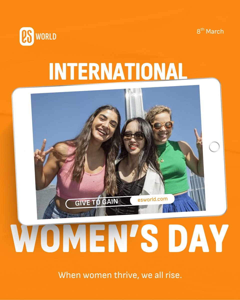 es_world_'s tweet photo. Today, ES celebrates the strength, talent, and impact of women everywhere.
Your voice matters, your journey matters, and your achievements inspire us all.

Happy International Women’s Day 2026. 🧡

#InternationalWomensDay #IWD2026 #ESWorld #WomenInspire #GiveToGain https://t.co/qUMcSzMQ4T