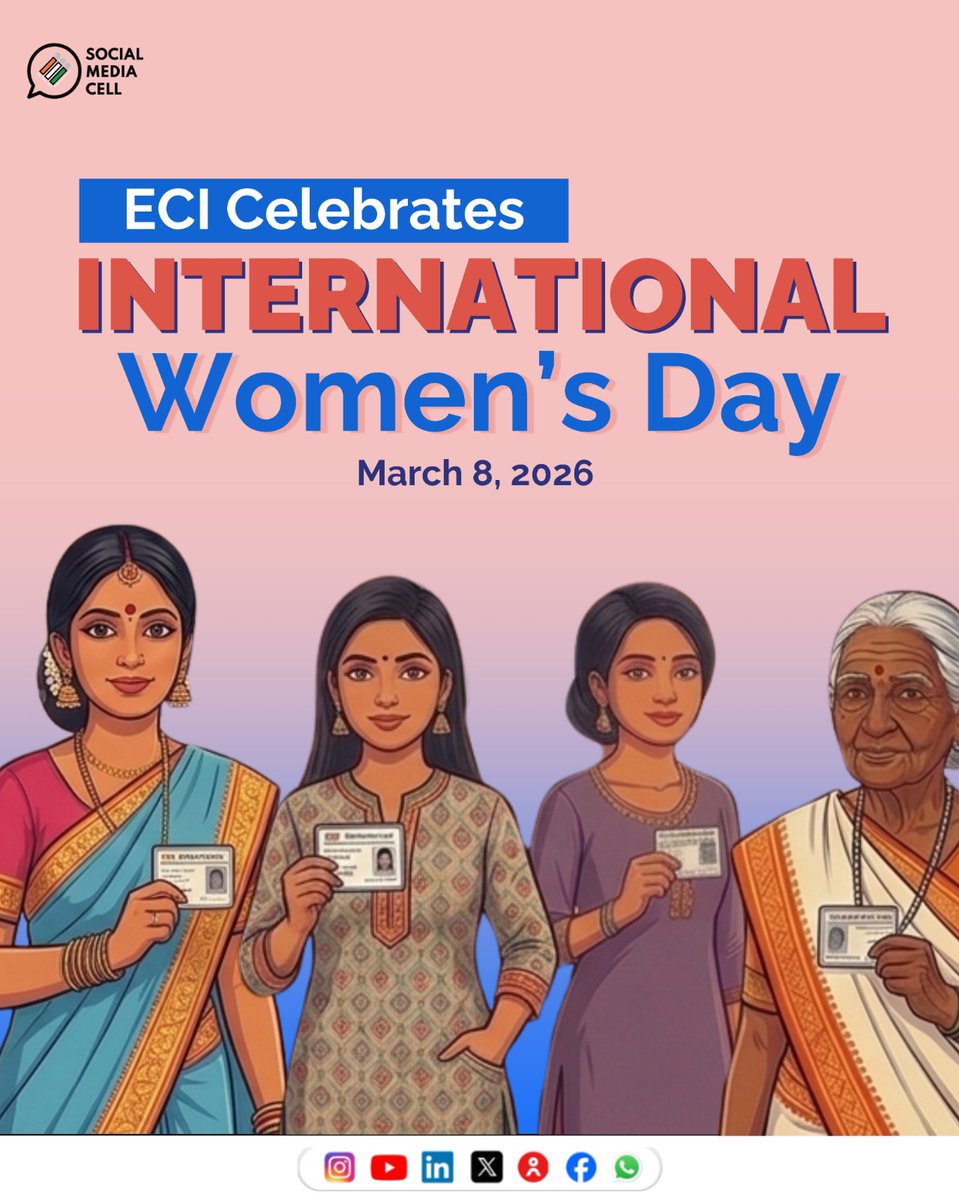 ECISVEEP's tweet photo. #ECI wishes you a Happy International Women’s Day✨
Honouring the strength, leadership, and invaluable contributions of women in strengthening our democracy.
#InternationalWomensDay #HerVoteHerPower #SheVotes https://t.co/WhOiDVzwm1