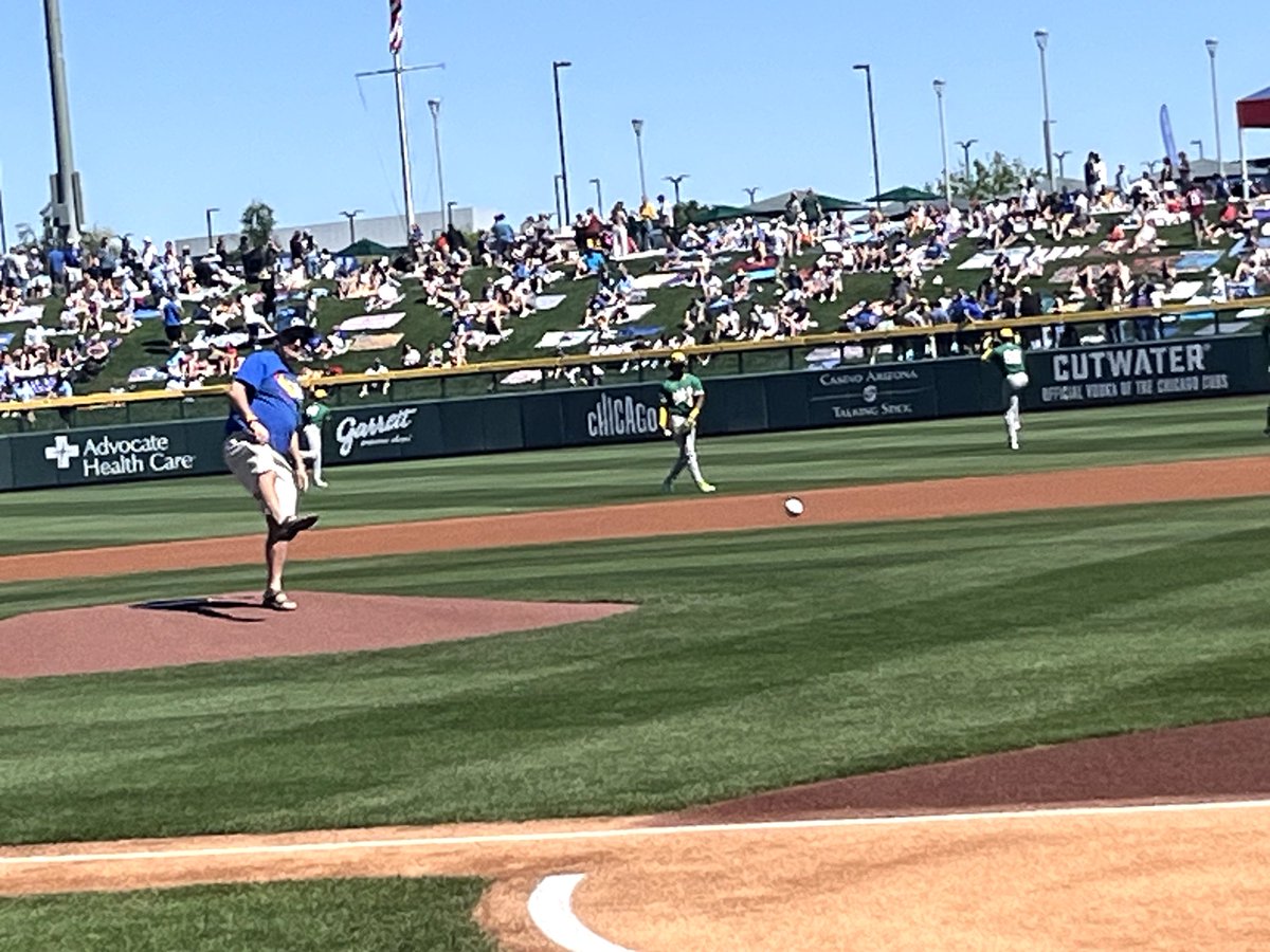 Let's just say my arm wasn't strong enough to get it over the plate but my run to the mound (in Tevas) was flawless!