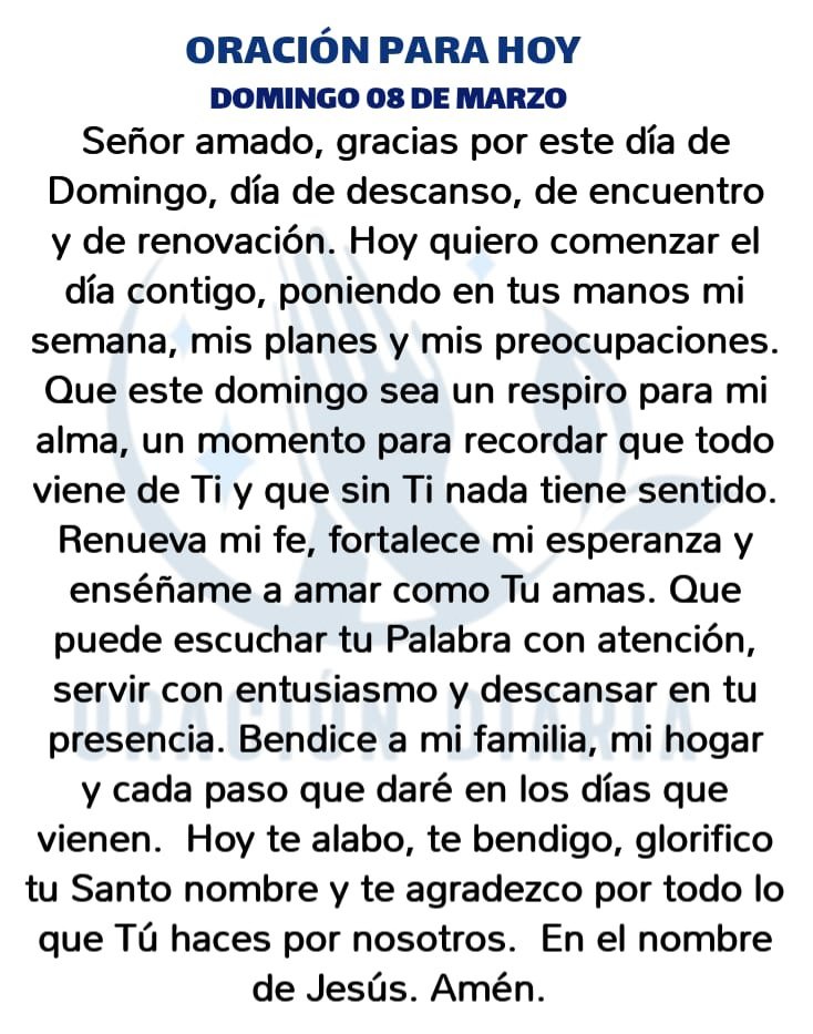 oracion_diaria's tweet photo. Oración Diaria para hoy Domingo 08 de Marzo de 2026 https://t.co/EAARd7CuvD